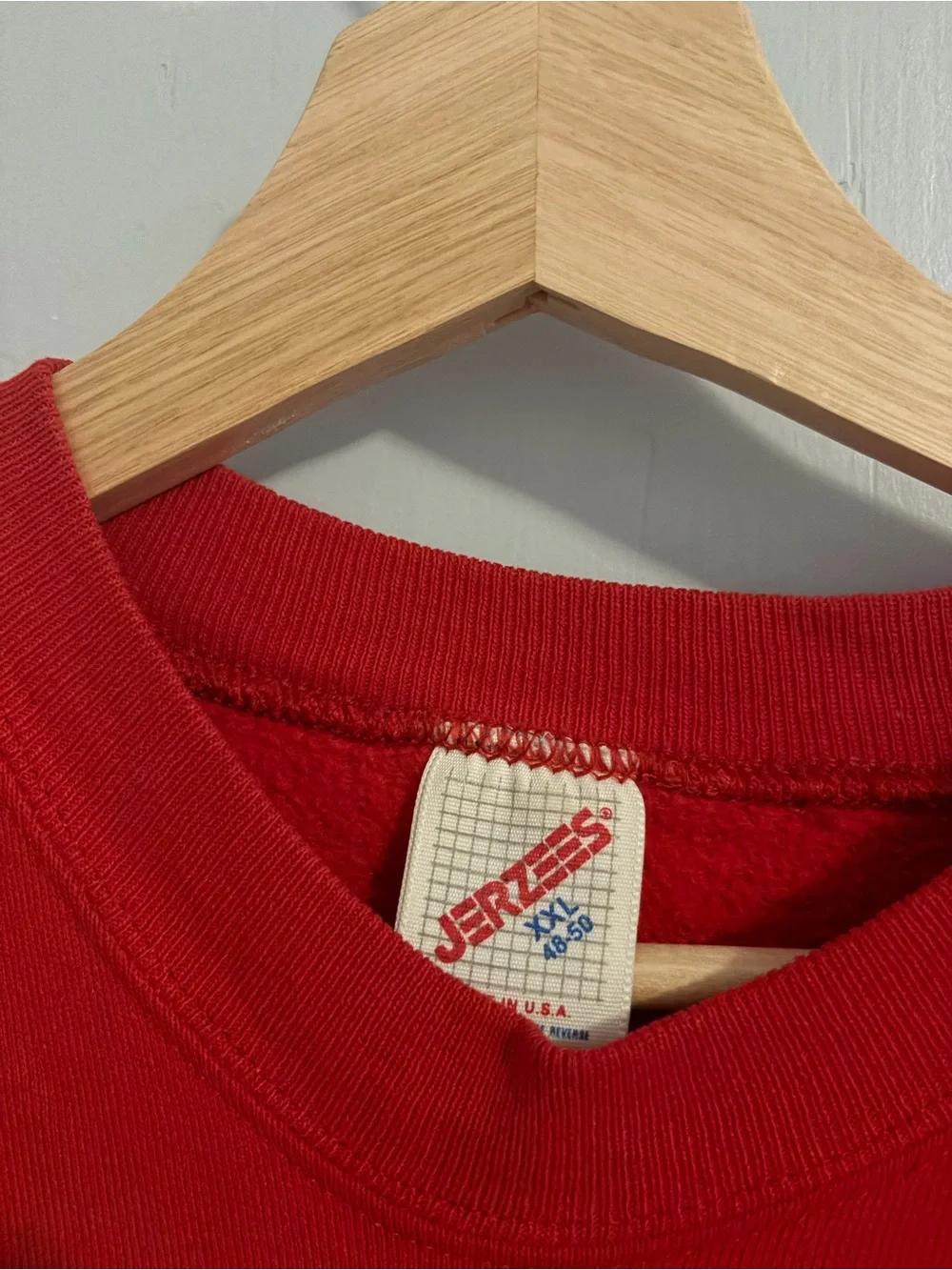 Jerzees Vintage Unisex Red Graphic Crewneck Sweater with Elk Mountain Design